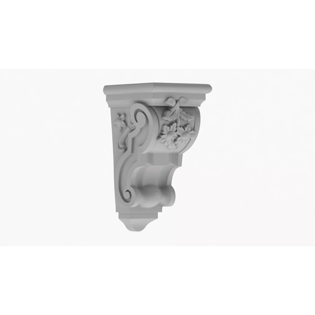 Scroll Corbel 3D Model – Classical Architectural Detail, FBX, OBJ - View 2