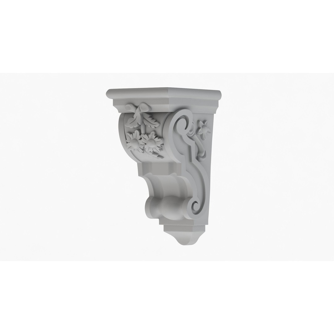 Scroll Corbel 3D Model – Classical Architectural Detail, FBX, OBJ - View 4