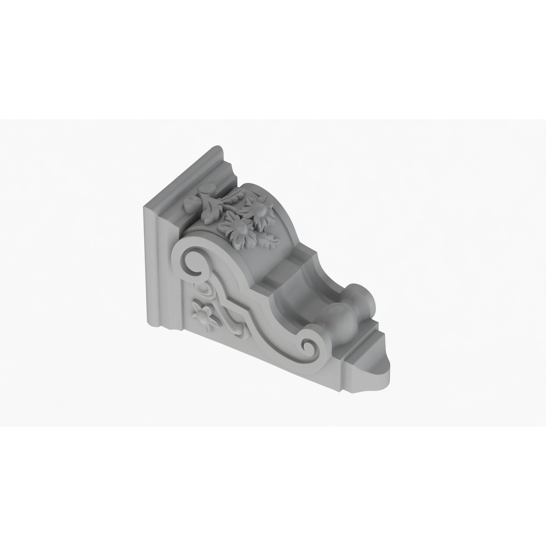 Scroll Corbel 3D Model – Classical Architectural Detail, FBX, OBJ - View 5