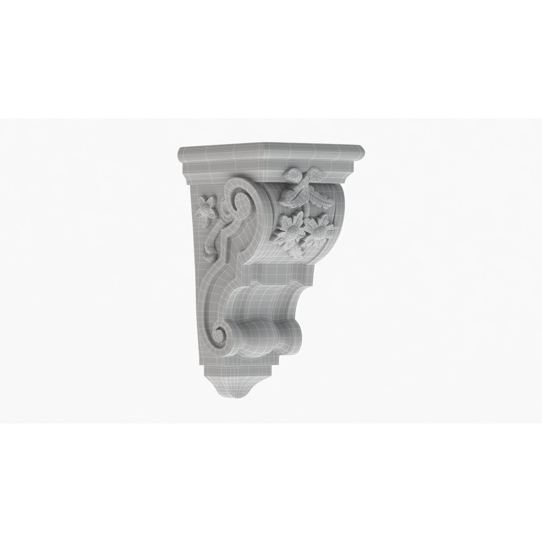 Scroll Corbel 3D Model – Classical Architectural Detail, FBX, OBJ - View 7