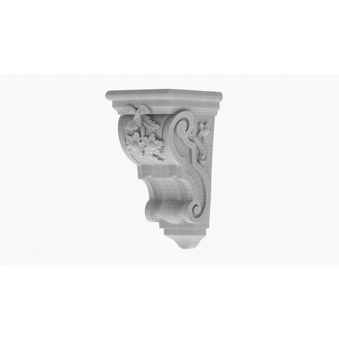 Scroll Corbel 3D Model – Classical Architectural Detail, FBX, OBJ - View 9