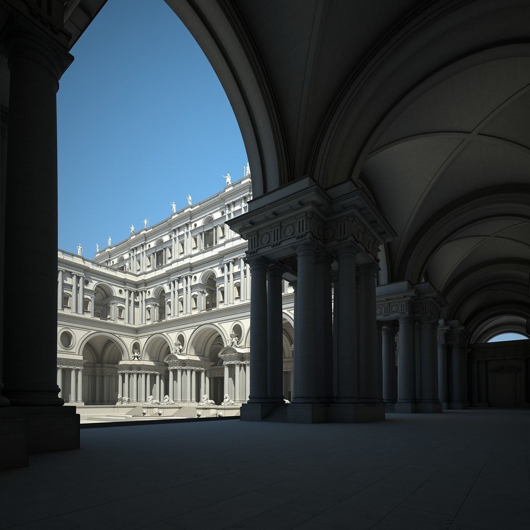 Ancient Temple Courtyard 3D Model – High Detail, V-Ray Ready - View 11