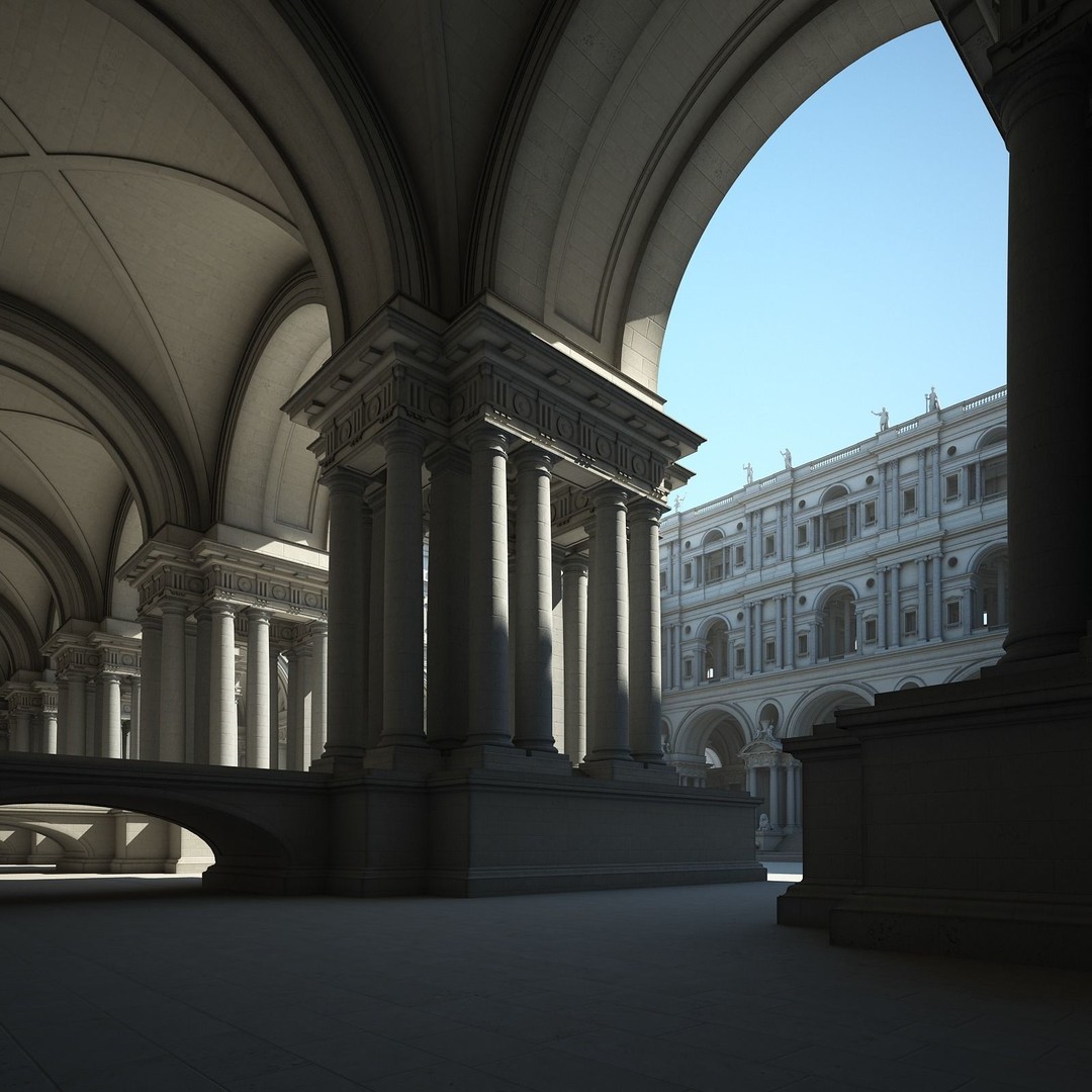 Ancient Temple Courtyard 3D Model – High Detail, V-Ray Ready - View 13