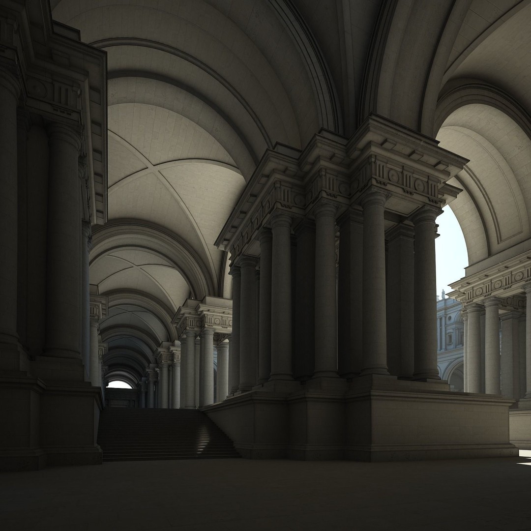 Ancient Temple Courtyard 3D Model – High Detail, V-Ray Ready - View 14