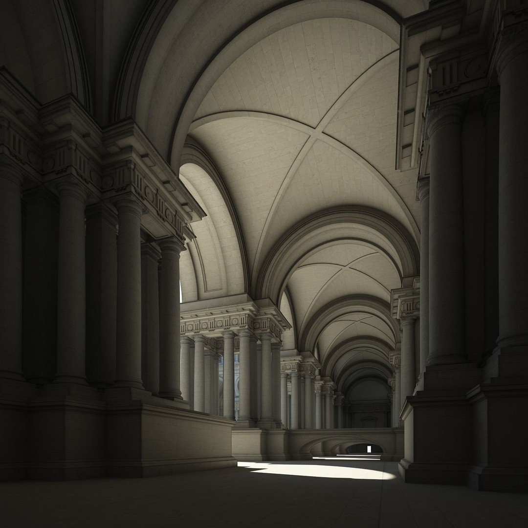 Ancient Temple Courtyard 3D Model – High Detail, V-Ray Ready - View 15