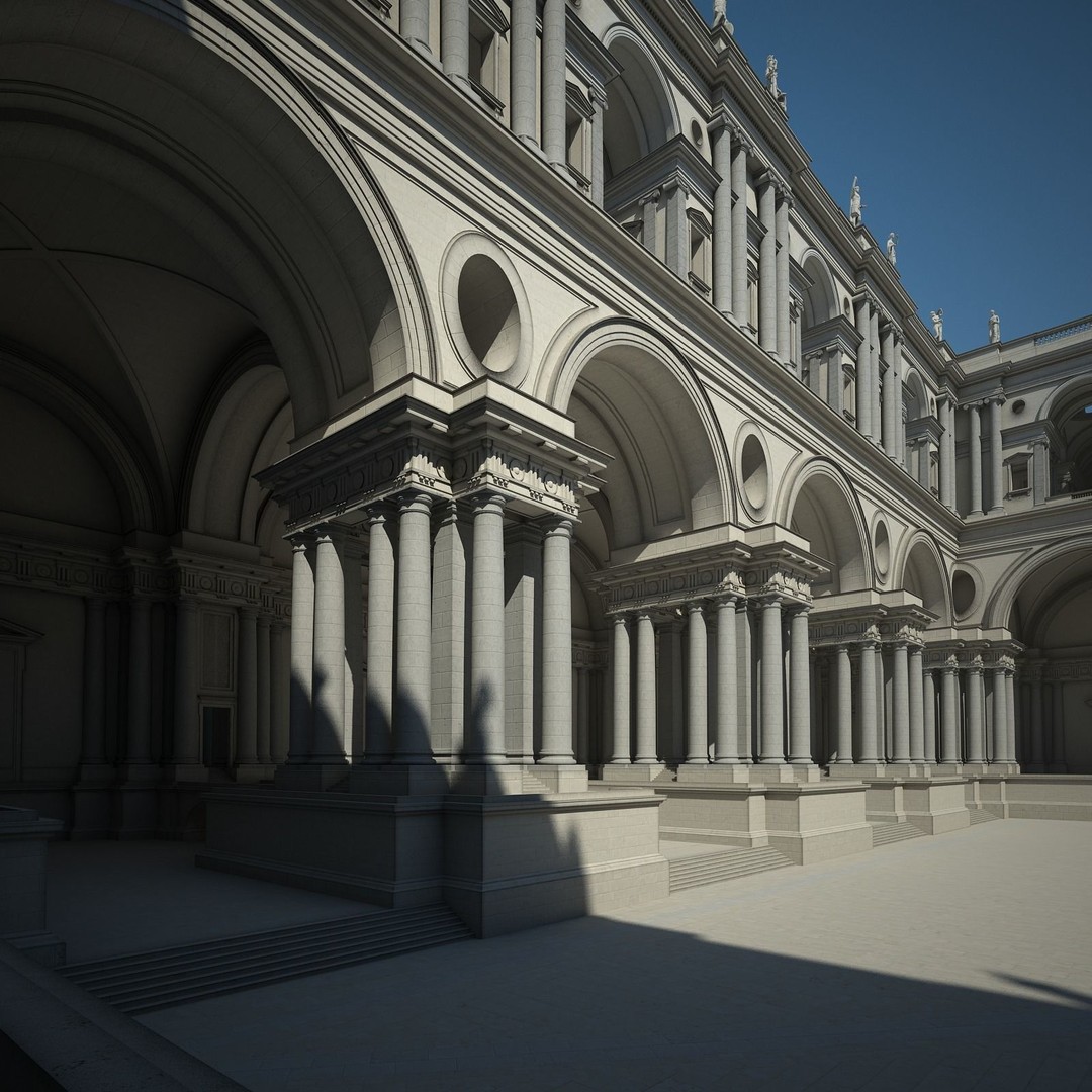 Ancient Temple Courtyard 3D Model – High Detail, V-Ray Ready - View 16