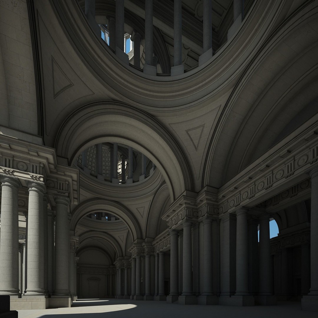 Ancient Temple Courtyard 3D Model – High Detail, V-Ray Ready - View 18