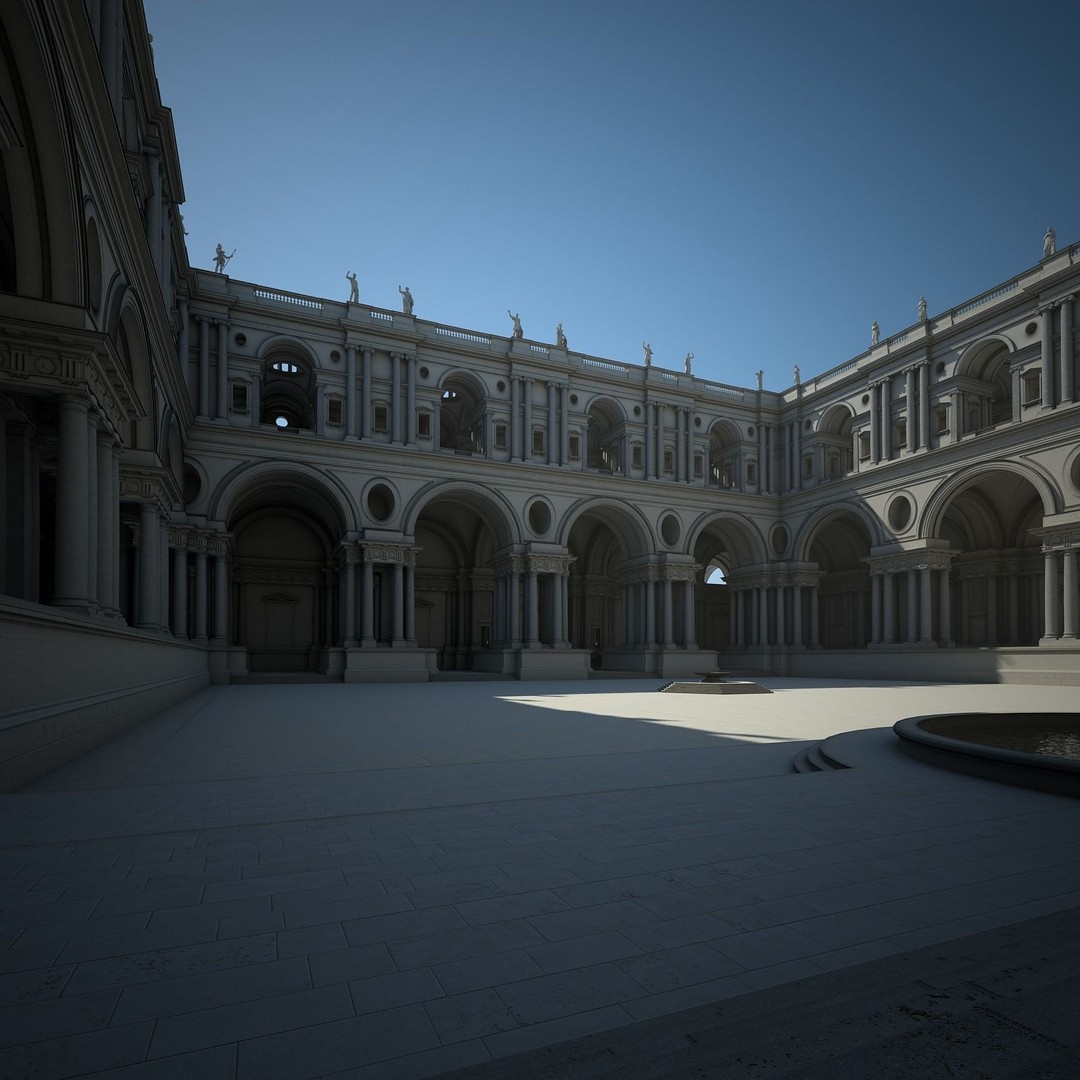 Ancient Temple Courtyard 3D Model – High Detail, V-Ray Ready - View 19