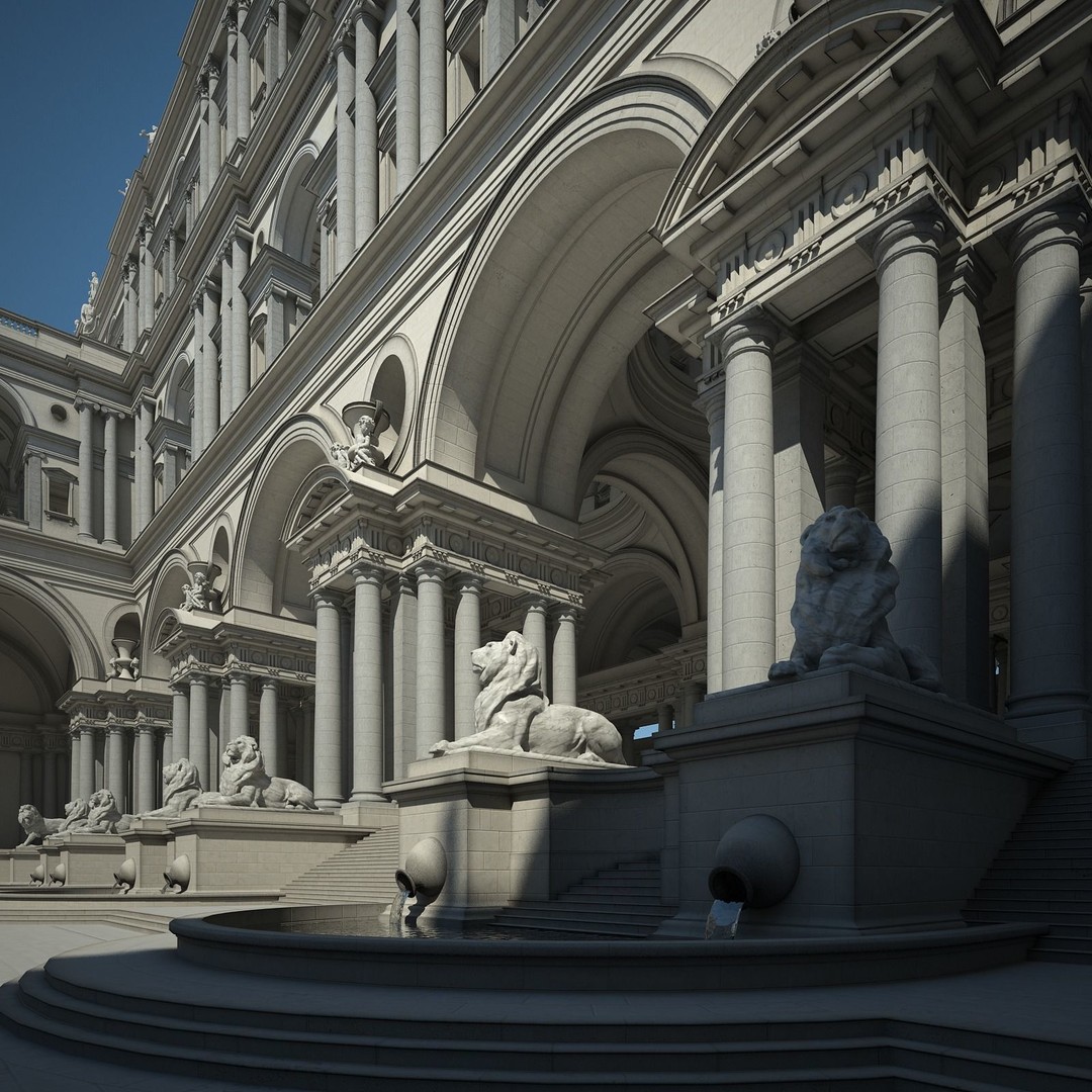 Ancient Temple Courtyard 3D Model – High Detail, V-Ray Ready - View 20
