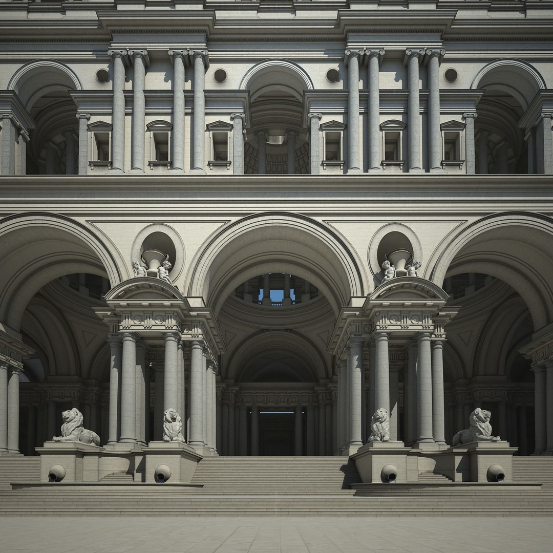 Ancient Temple Courtyard 3D Model – High Detail, V-Ray Ready - View 22
