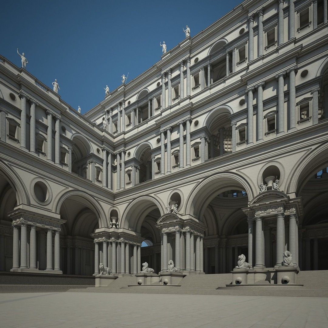 Ancient Temple Courtyard 3D Model – High Detail, V-Ray Ready - View 24