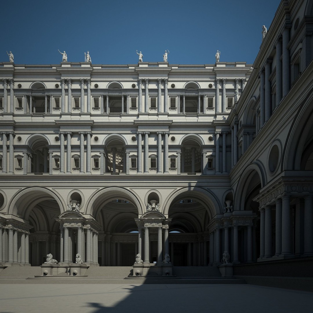 Ancient Temple Courtyard 3D Model – High Detail, V-Ray Ready - View 25