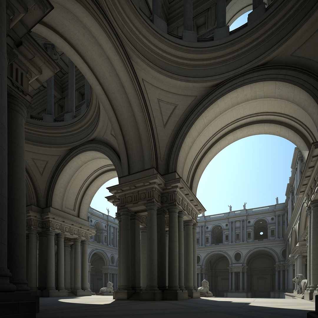 Ancient Temple Courtyard 3D Model – High Detail, V-Ray Ready - View 26
