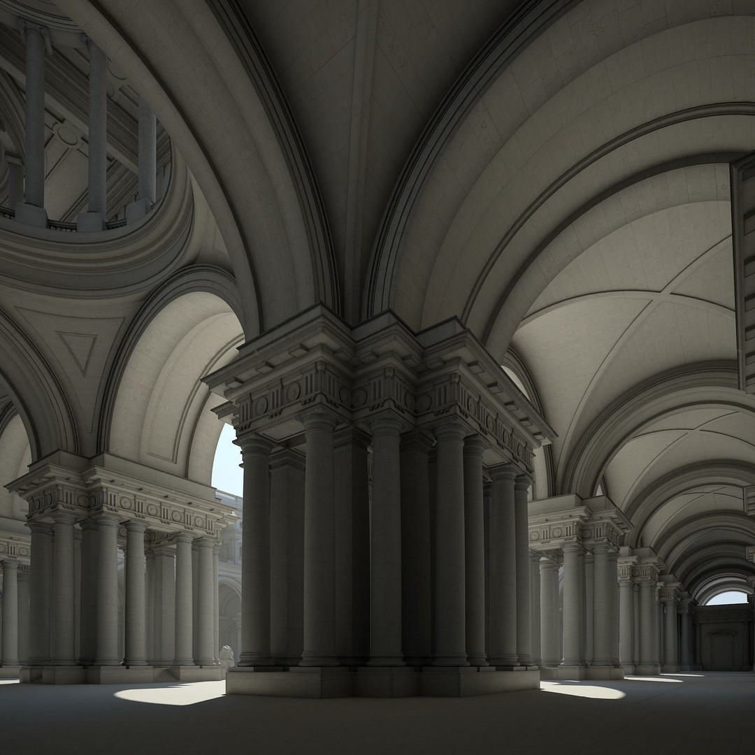 Ancient Temple Courtyard 3D Model – High Detail, V-Ray Ready - View 27