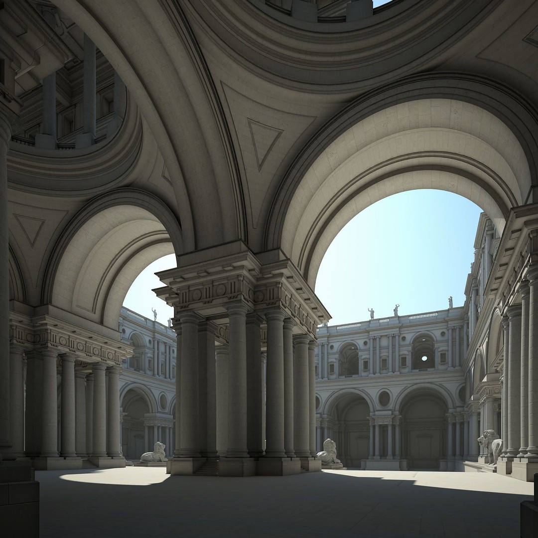 Ancient Temple Courtyard 3D Model – High Detail, V-Ray Ready - View 29