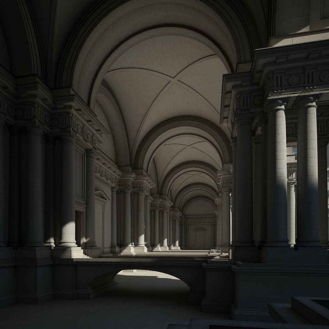 Ancient Temple Courtyard 3D Model – High Detail, V-Ray Ready - View 30