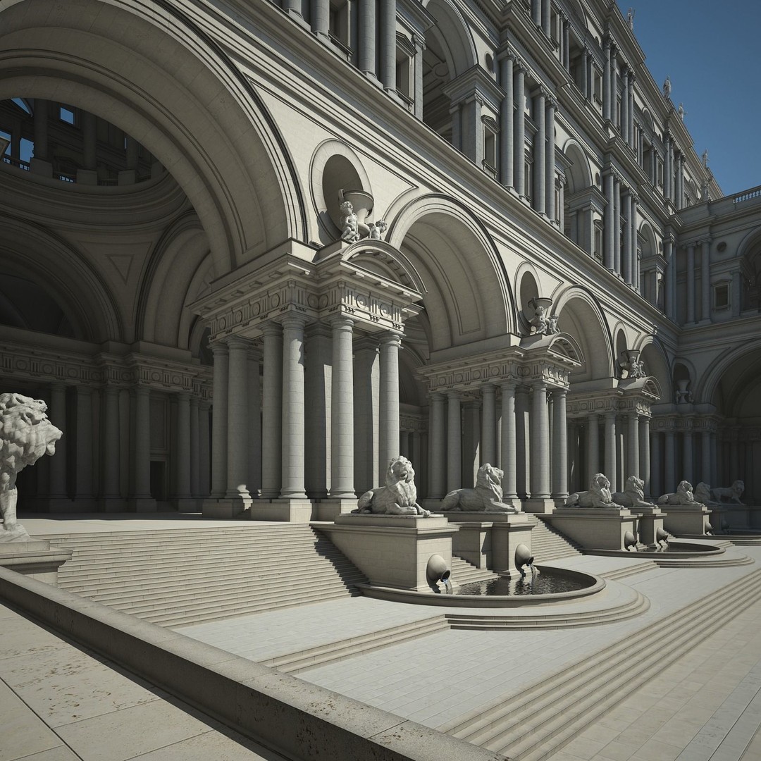 Ancient Temple Courtyard 3D Model – High Detail, V-Ray Ready - View 31