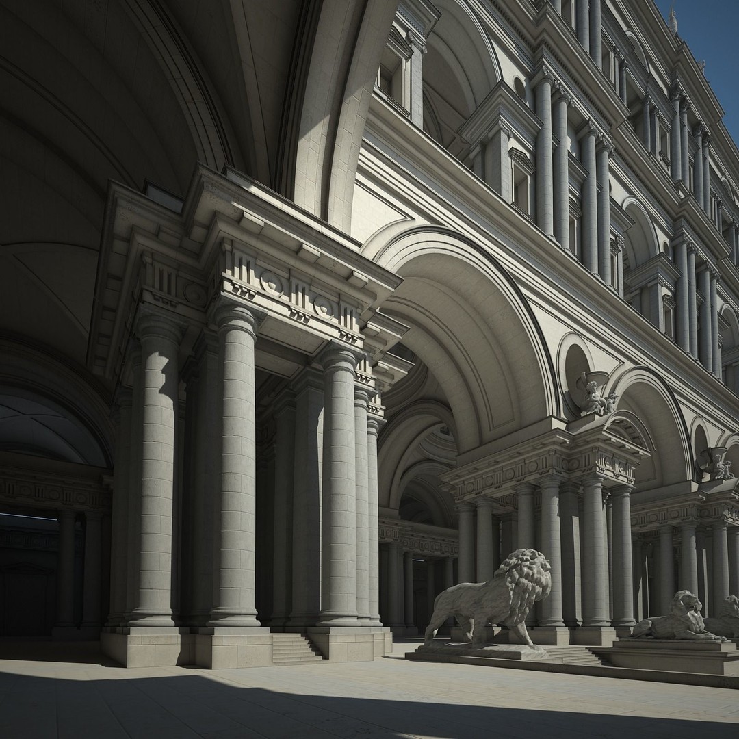 Ancient Temple Courtyard 3D Model – High Detail, V-Ray Ready - View 33