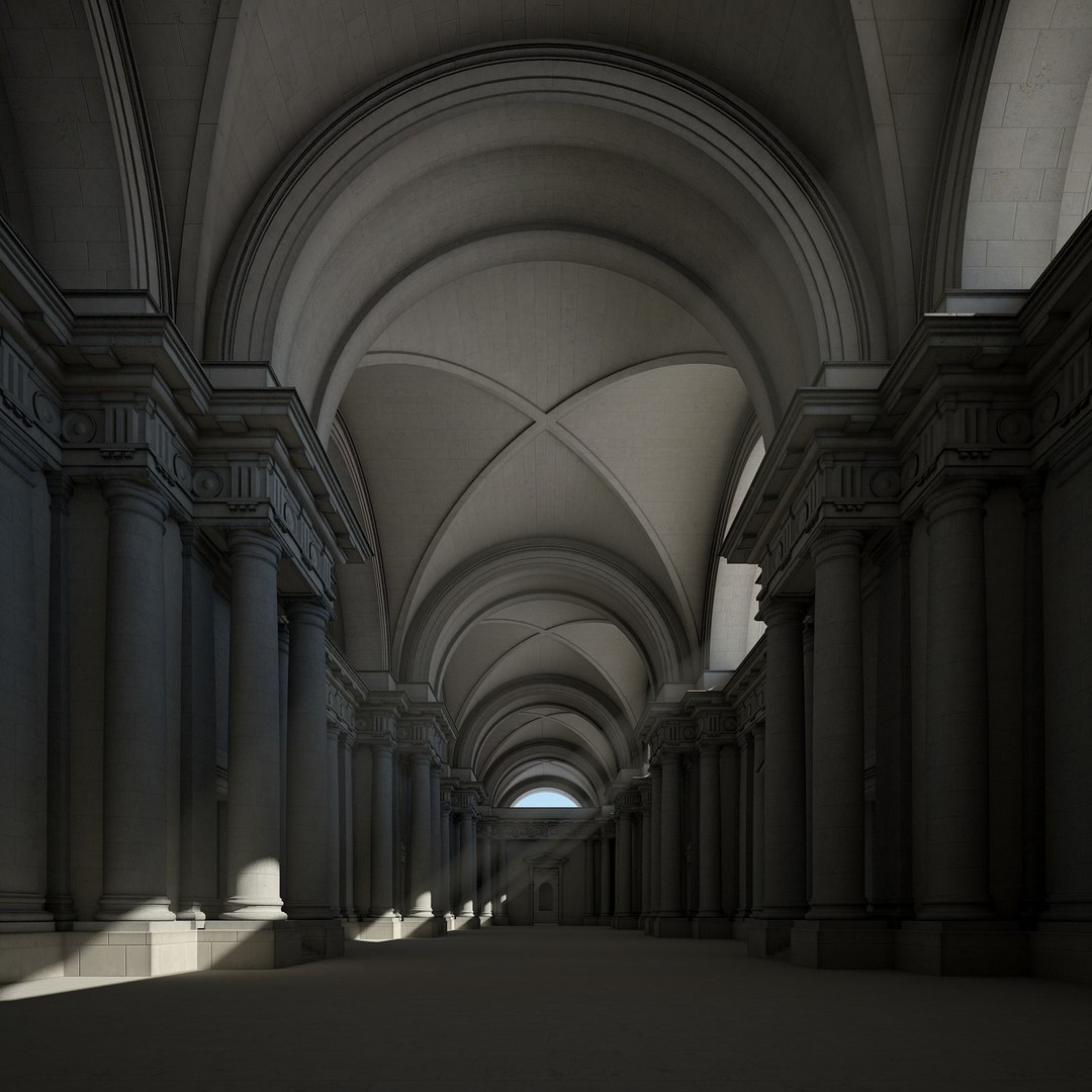 Ancient Temple Courtyard 3D Model – High Detail, V-Ray Ready - View 35