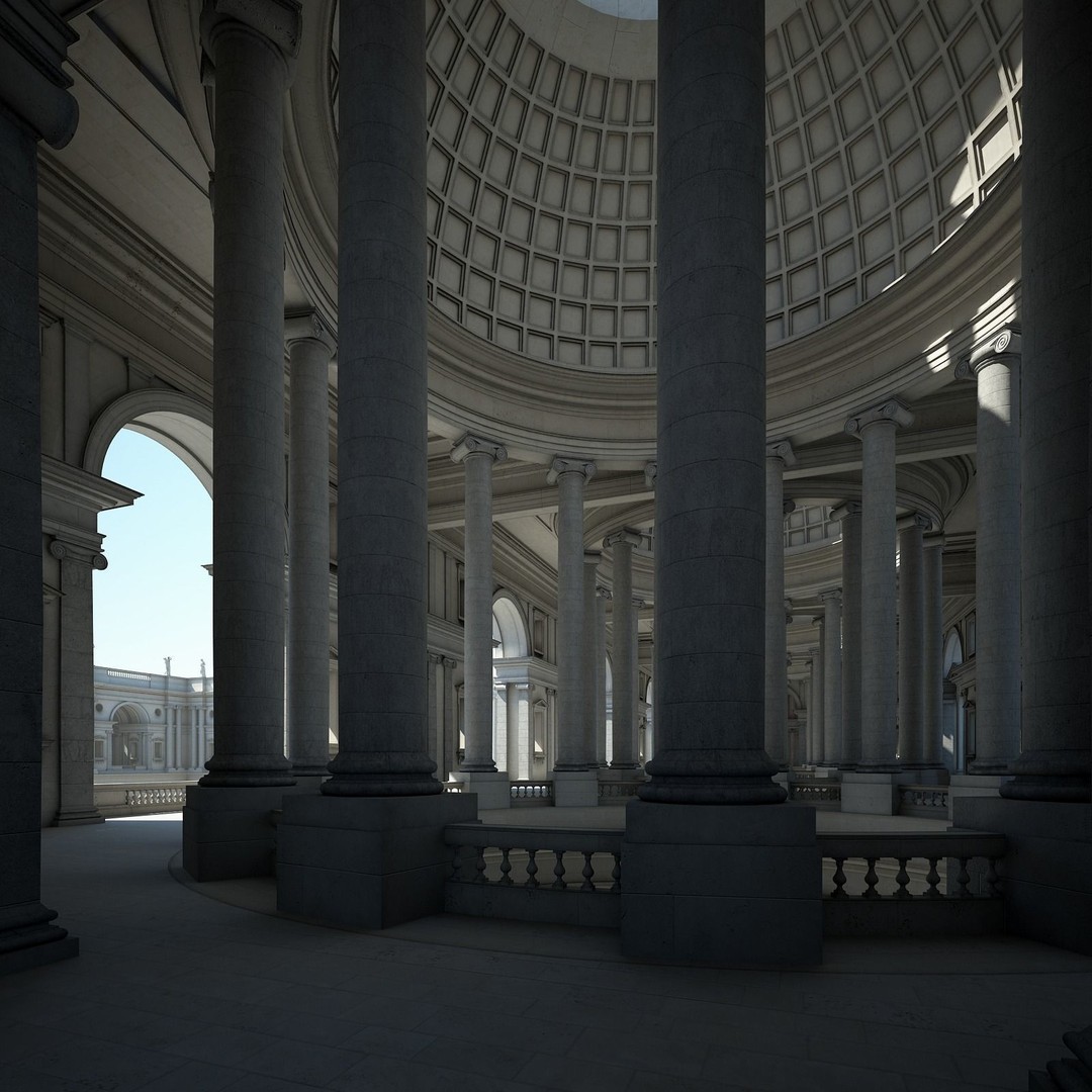 Ancient Temple Courtyard 3D Model – High Detail, V-Ray Ready - View 43