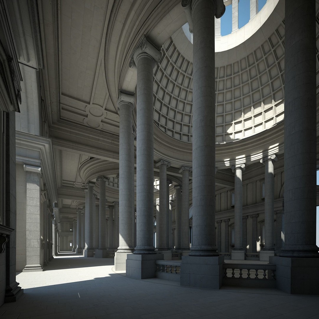 Ancient Temple Courtyard 3D Model – High Detail, V-Ray Ready - View 44