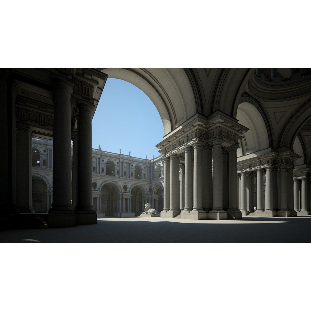 Ancient Temple Courtyard 3D Model – High Detail, V-Ray Ready - View 5