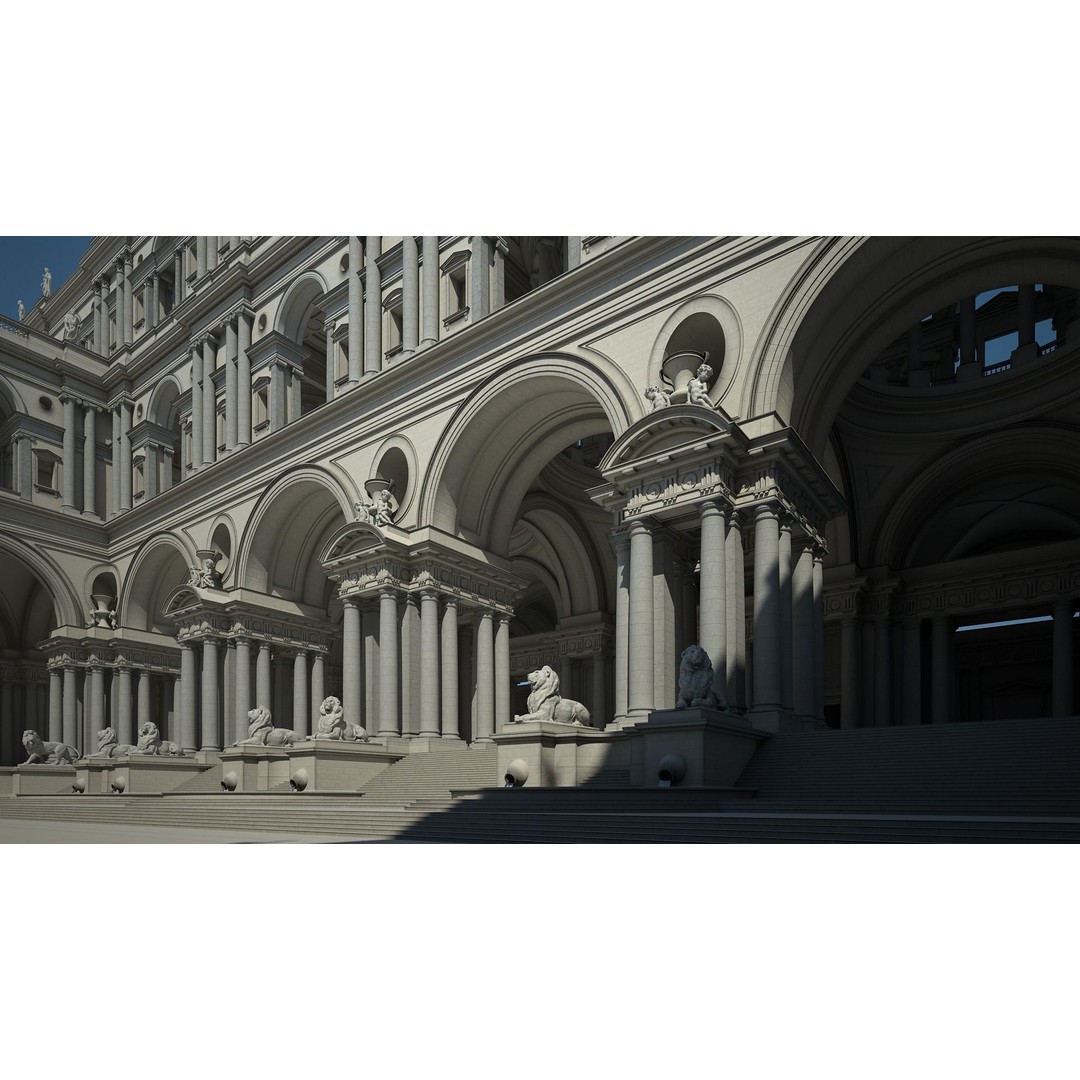 Ancient Temple Courtyard 3D Model – High Detail, V-Ray Ready - View 53