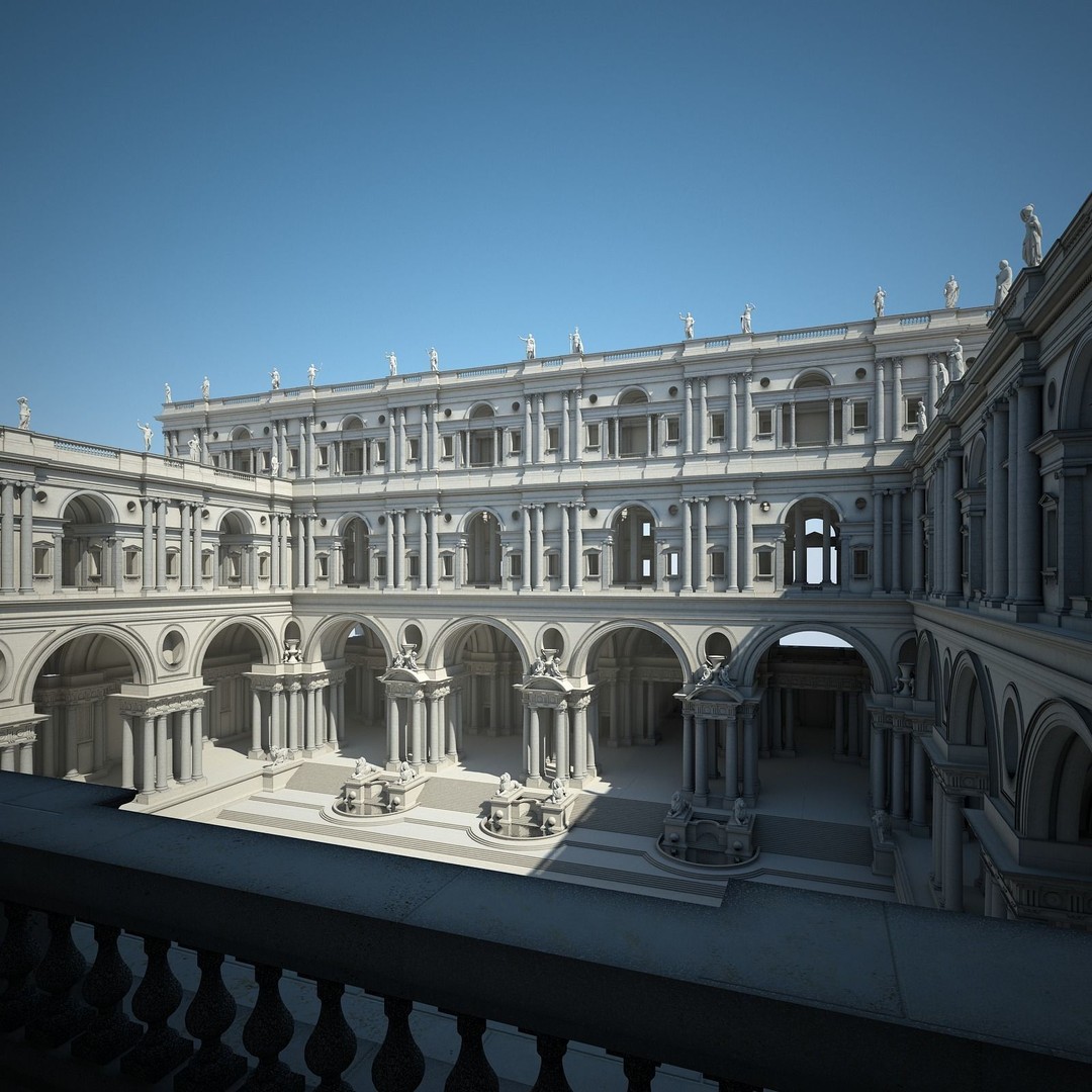Ancient Temple Courtyard 3D Model – High Detail, V-Ray Ready - View 54