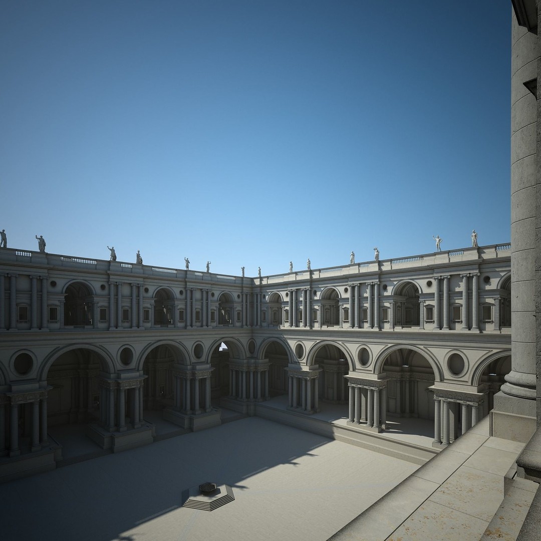 Ancient Temple Courtyard 3D Model – High Detail, V-Ray Ready - View 58