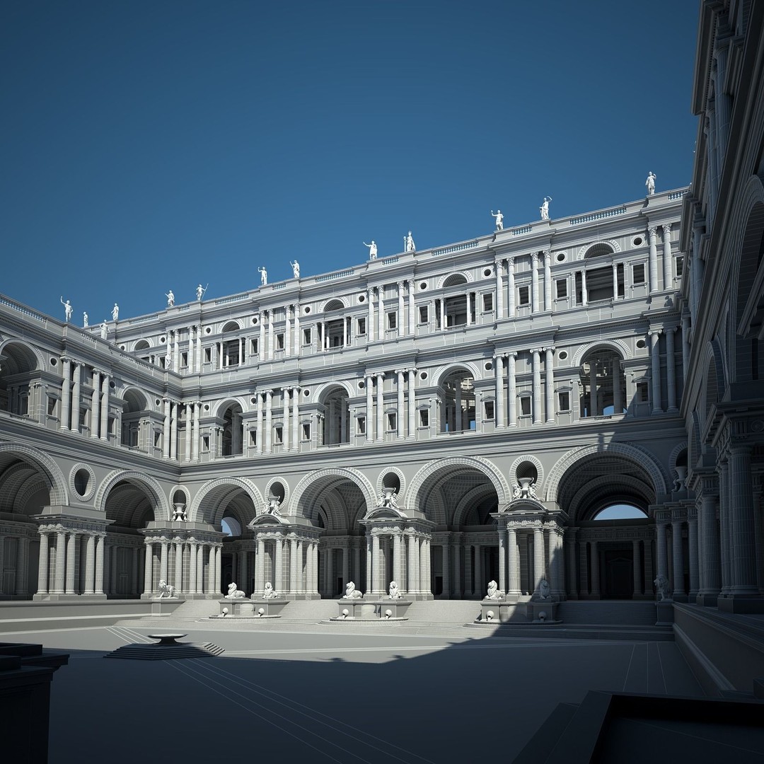 Ancient Temple Courtyard 3D Model – High Detail, V-Ray Ready - View 59