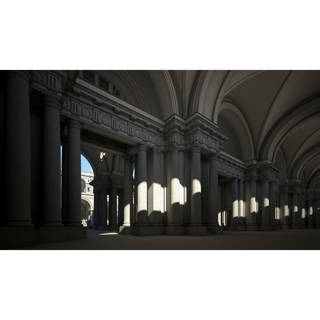 Ancient Temple Courtyard 3D Model – High Detail, V-Ray Ready - View 6