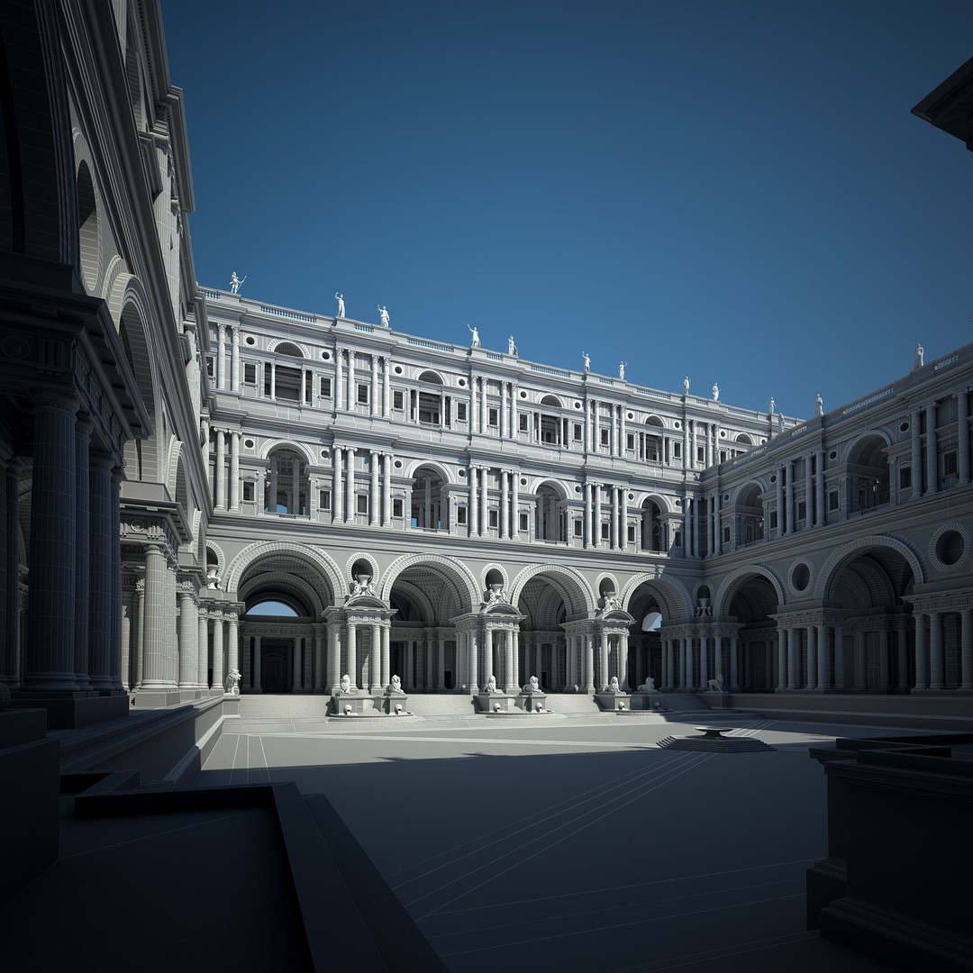 Ancient Temple Courtyard 3D Model – High Detail, V-Ray Ready - View 61
