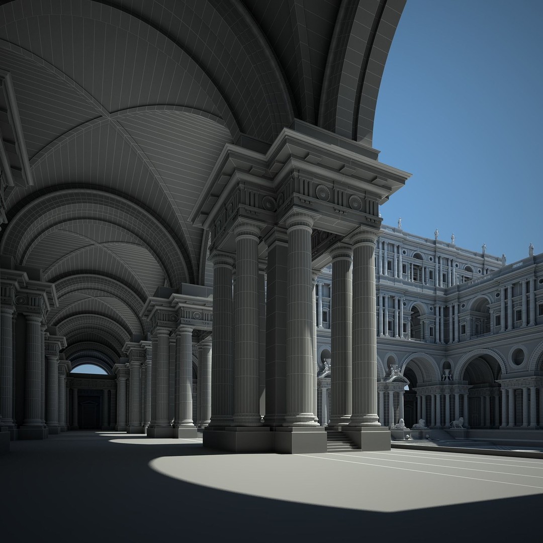 Ancient Temple Courtyard 3D Model – High Detail, V-Ray Ready - View 62