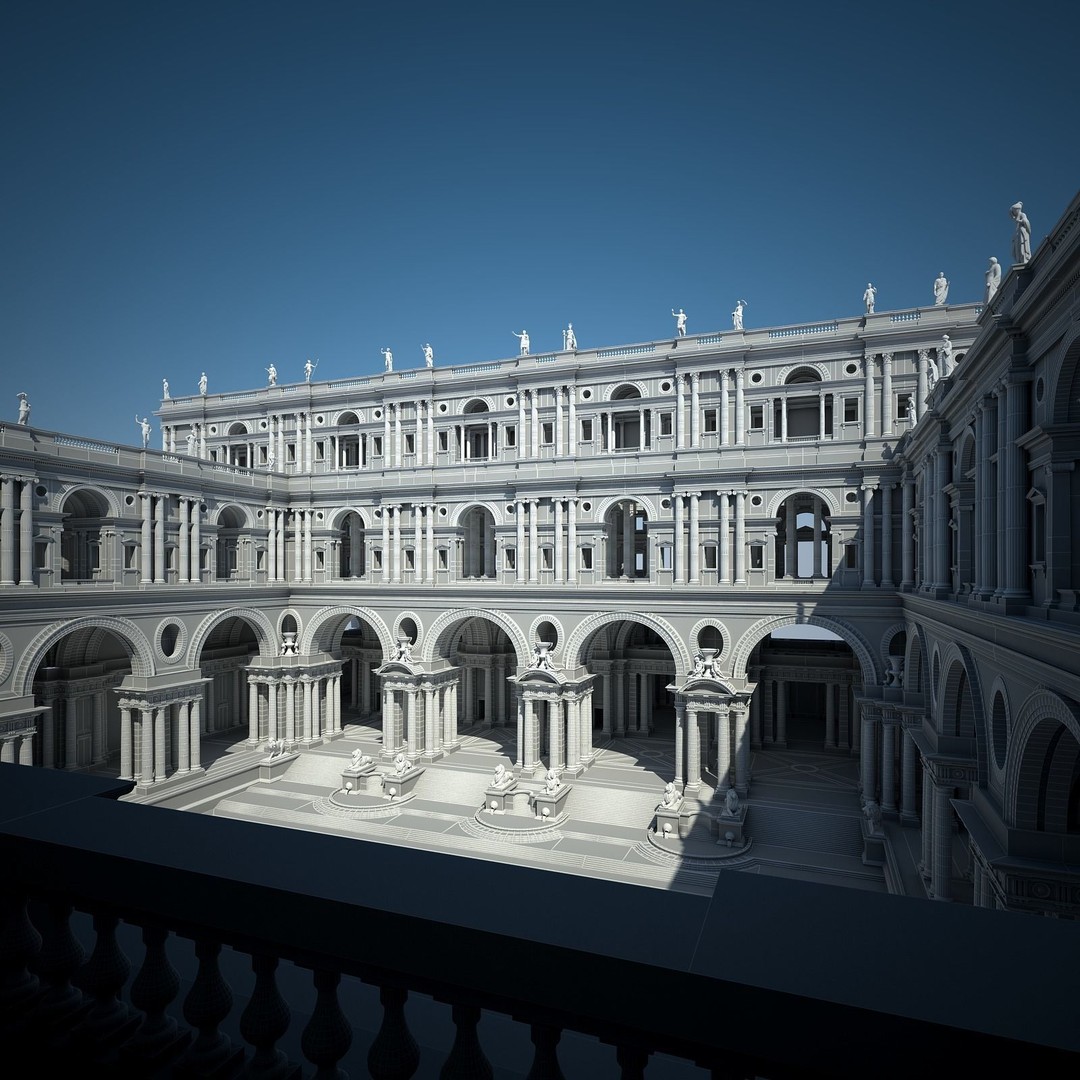 Ancient Temple Courtyard 3D Model – High Detail, V-Ray Ready - View 63