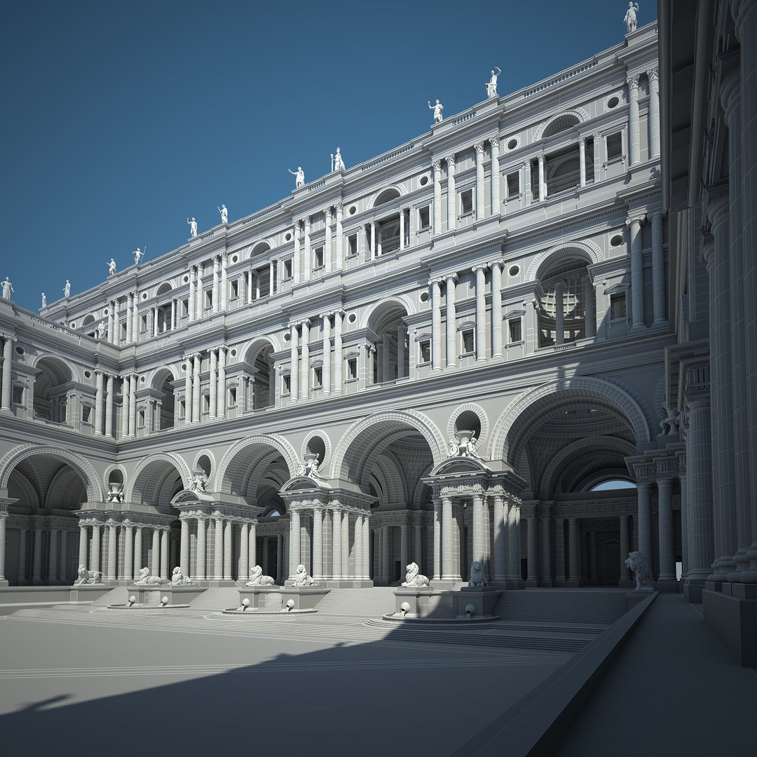 Ancient Temple Courtyard 3D Model – High Detail, V-Ray Ready - View 65