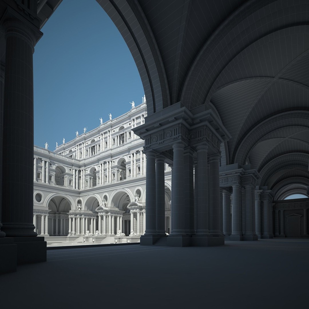 Ancient Temple Courtyard 3D Model – High Detail, V-Ray Ready - View 66