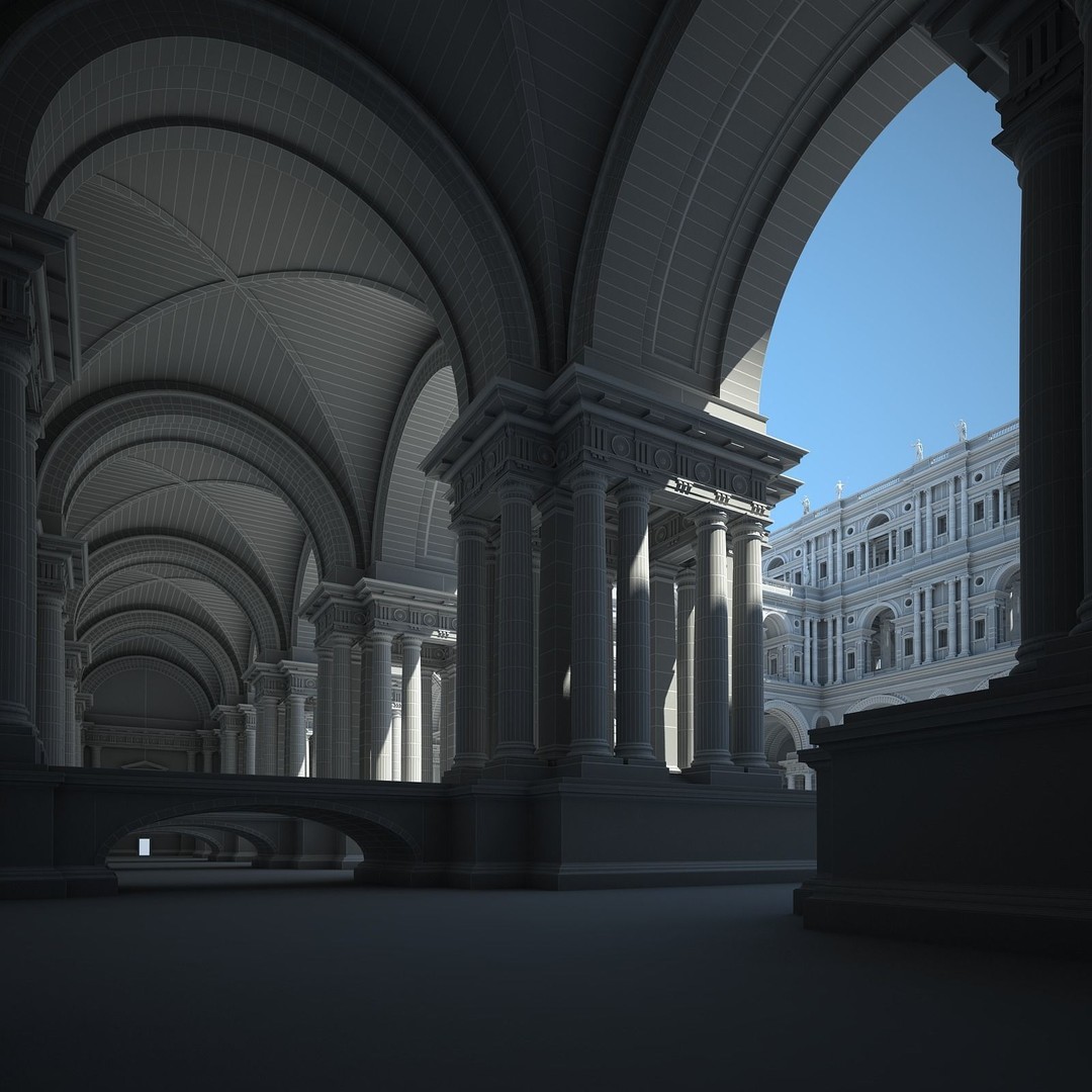 Ancient Temple Courtyard 3D Model – High Detail, V-Ray Ready - View 67