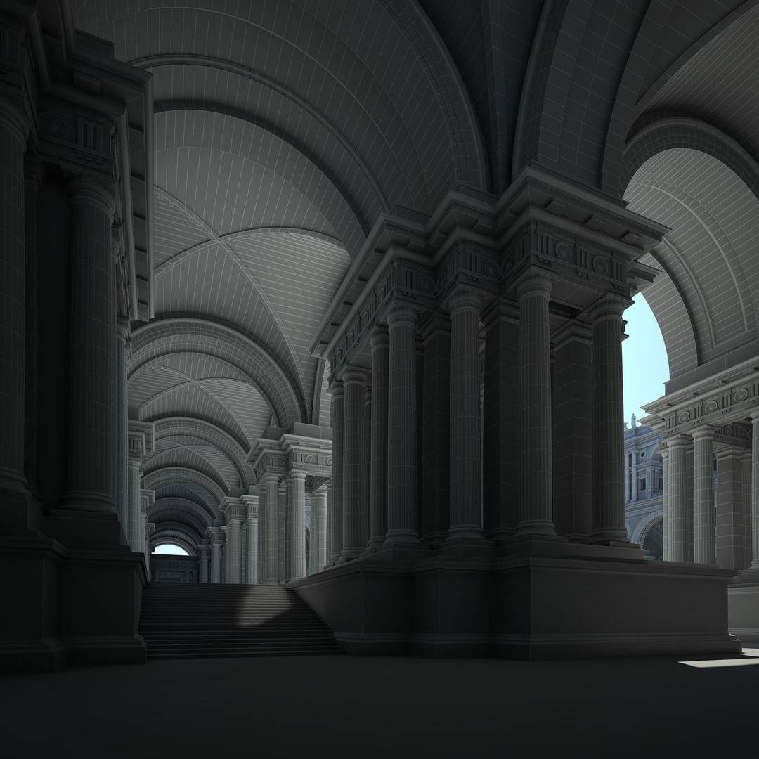 Ancient Temple Courtyard 3D Model – High Detail, V-Ray Ready - View 69