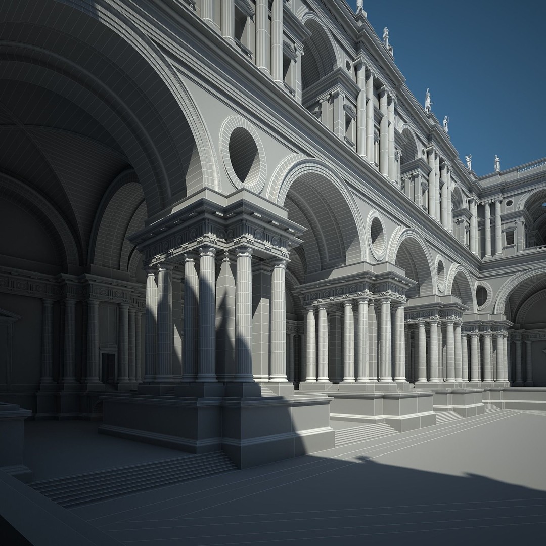 Ancient Temple Courtyard 3D Model – High Detail, V-Ray Ready - View 71