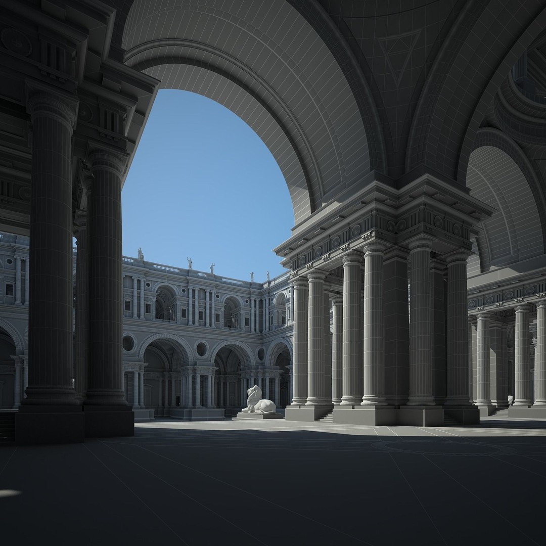 Ancient Temple Courtyard 3D Model – High Detail, V-Ray Ready - View 72