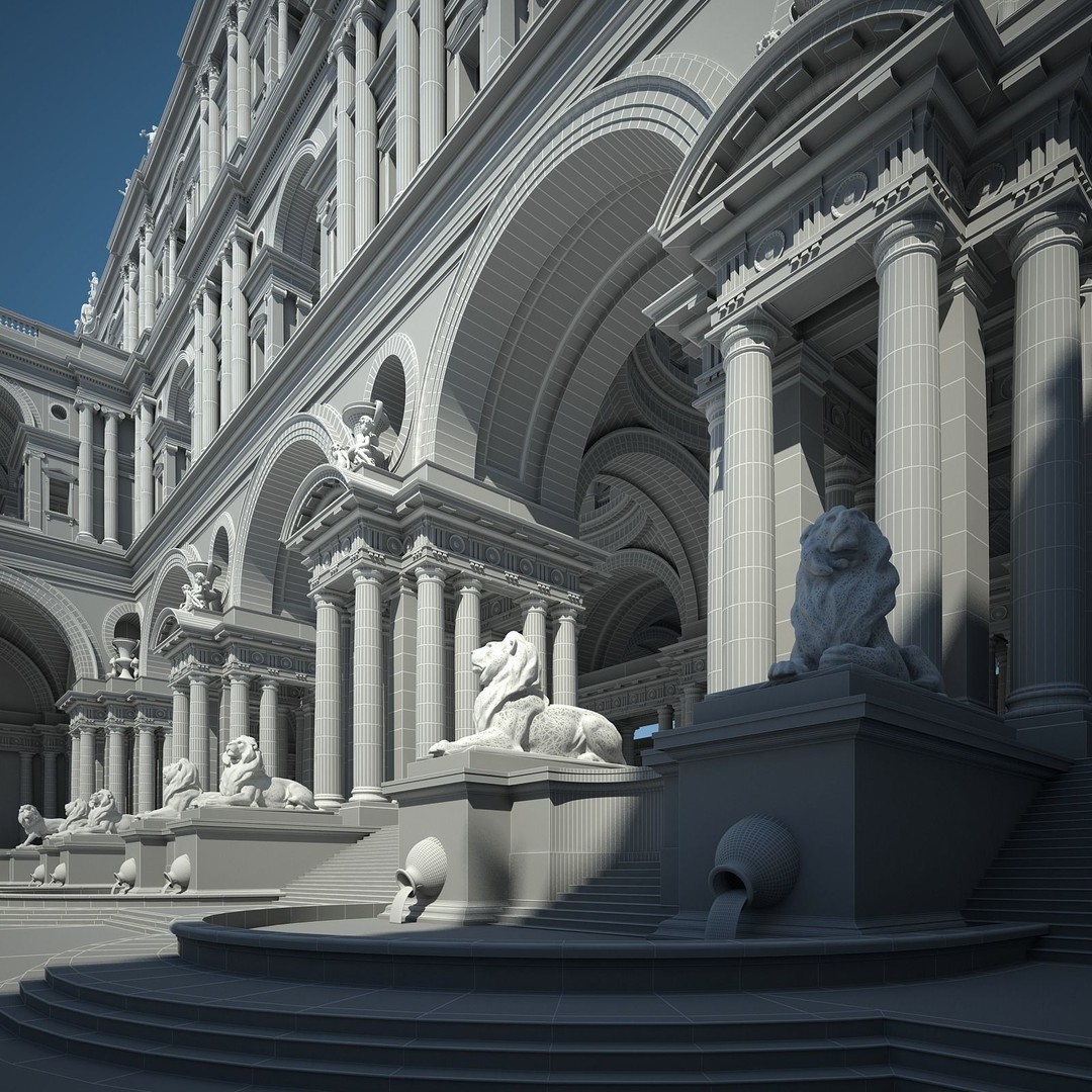 Ancient Temple Courtyard 3D Model – High Detail, V-Ray Ready - View 74