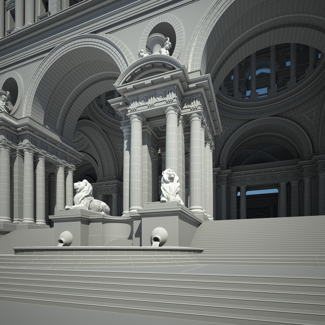 Ancient Temple Courtyard 3D Model – High Detail, V-Ray Ready - View 75
