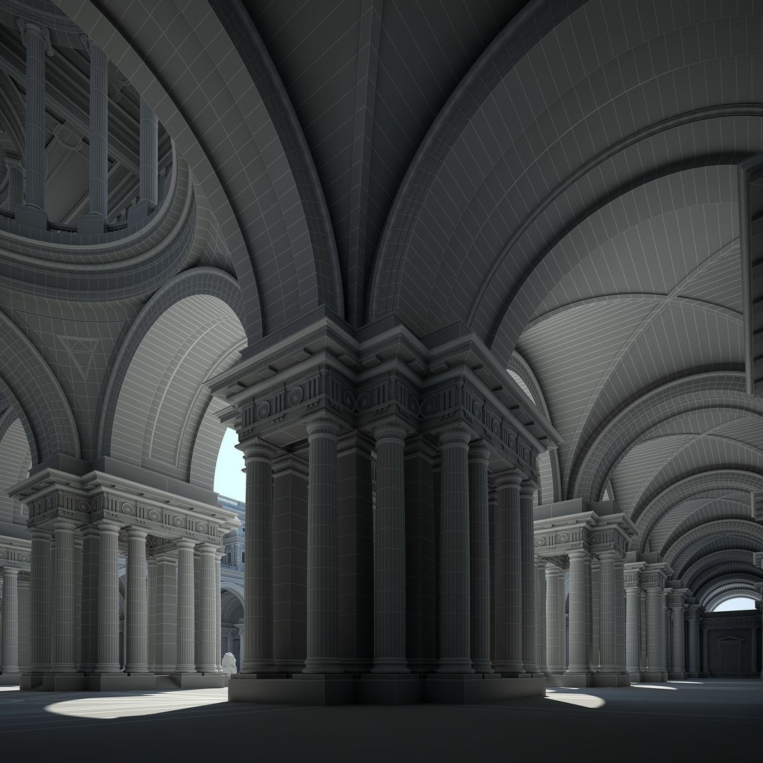 Ancient Temple Courtyard 3D Model – High Detail, V-Ray Ready - View 76