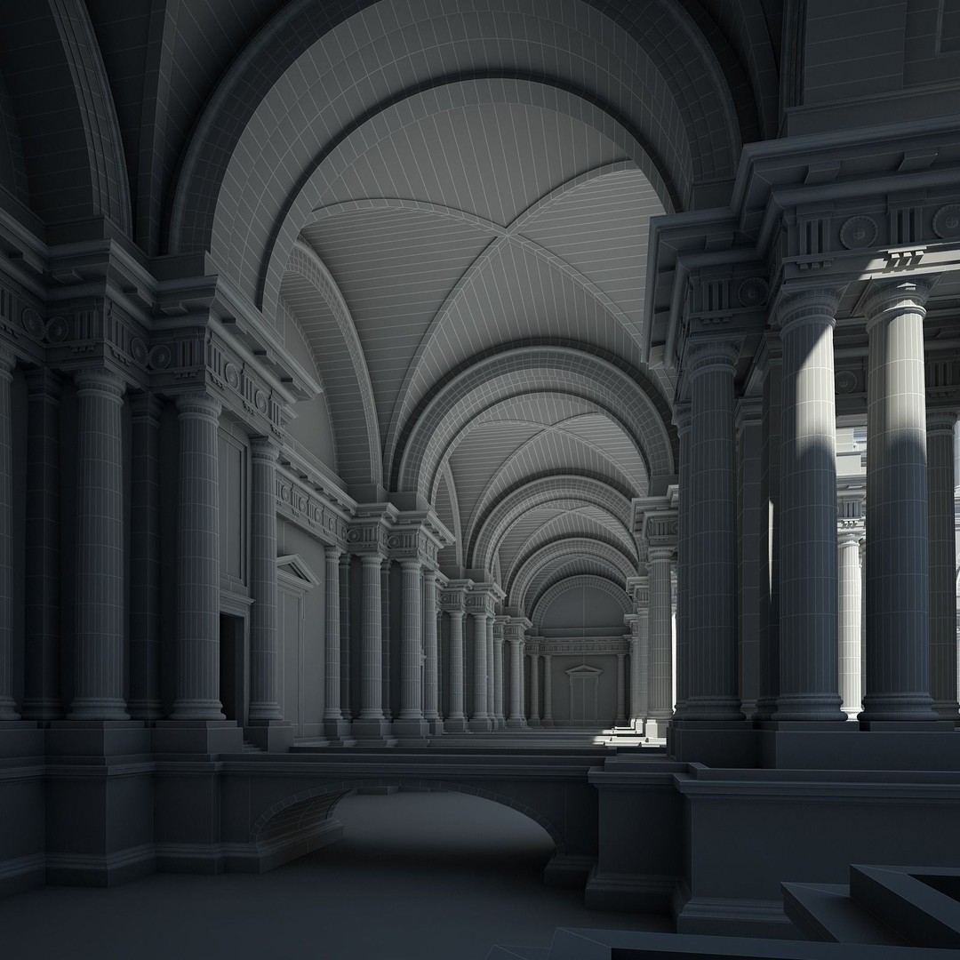 Ancient Temple Courtyard 3D Model – High Detail, V-Ray Ready - View 78