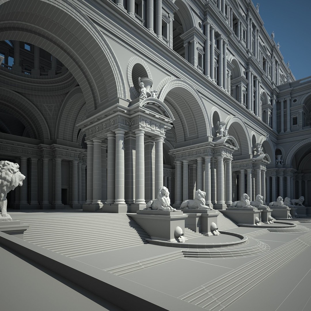 Ancient Temple Courtyard 3D Model – High Detail, V-Ray Ready - View 79