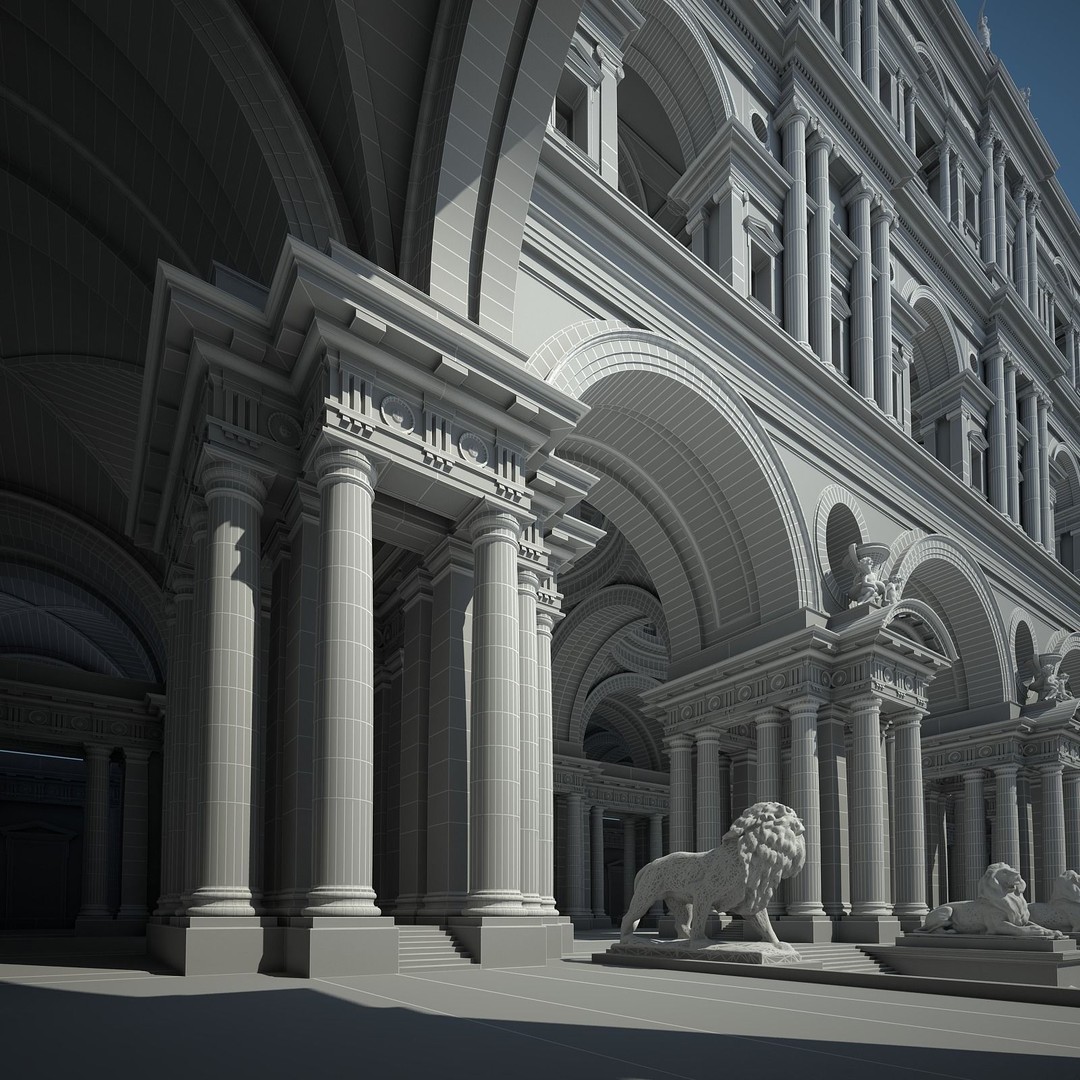 Ancient Temple Courtyard 3D Model – High Detail, V-Ray Ready - View 80