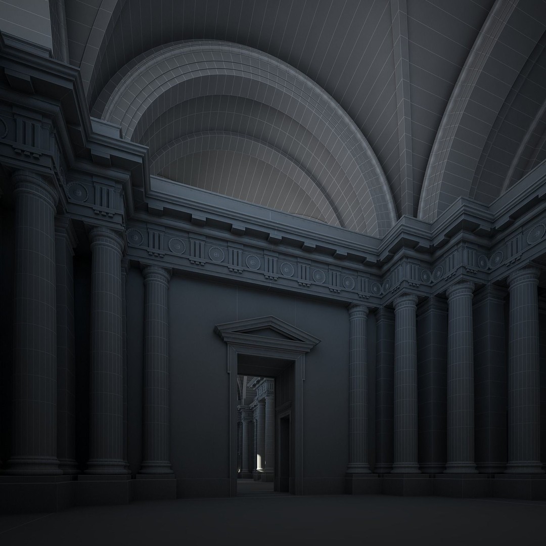 Ancient Temple Courtyard 3D Model – High Detail, V-Ray Ready - View 83