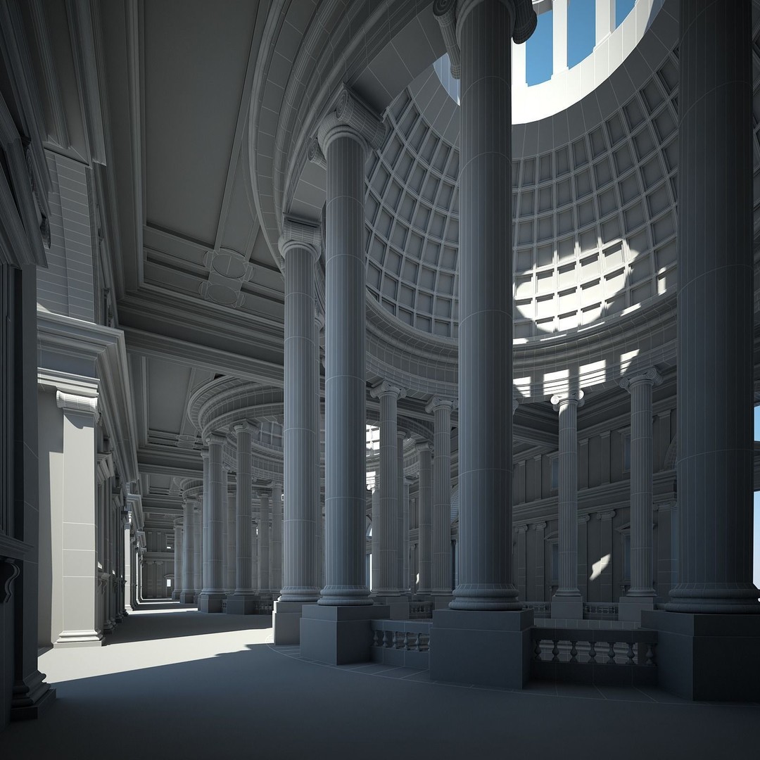 Ancient Temple Courtyard 3D Model – High Detail, V-Ray Ready - View 86