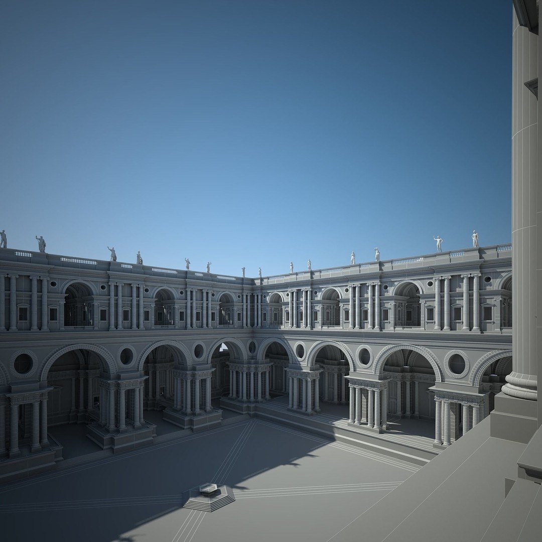 Ancient Temple Courtyard 3D Model – High Detail, V-Ray Ready - View 88