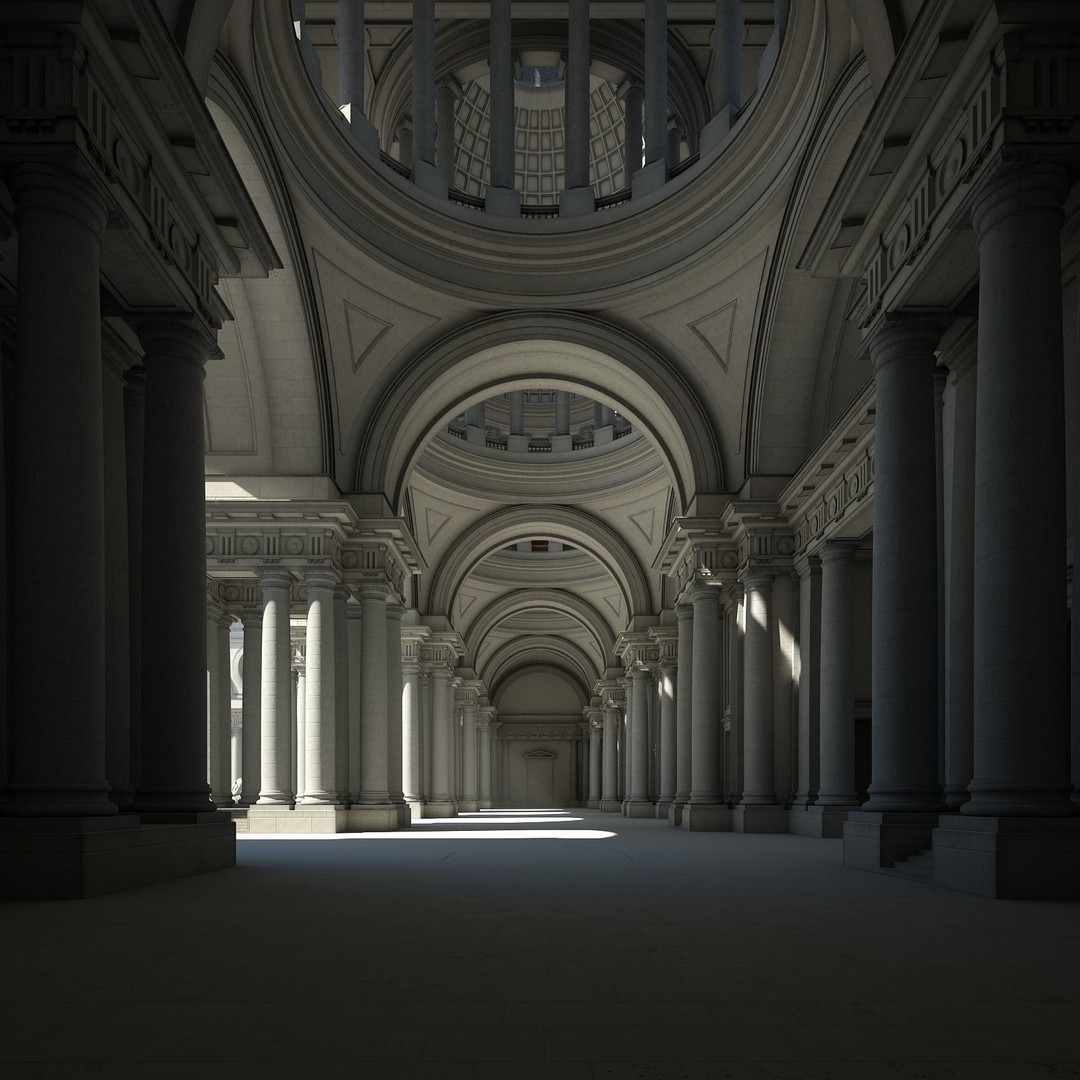 Ancient Temple Courtyard 3D Model – High Detail, V-Ray Ready - View 9